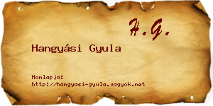 Hangyási Gyula névjegykártya